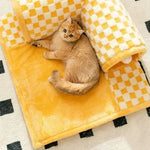 Cat Bed & Play Tunnel Plush Two-In-One