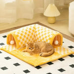 Cat Bed & Play Tunnel Plush Two-In-One
