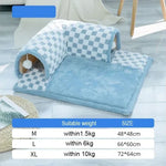 Cat Bed & Play Tunnel Plush Two-In-One