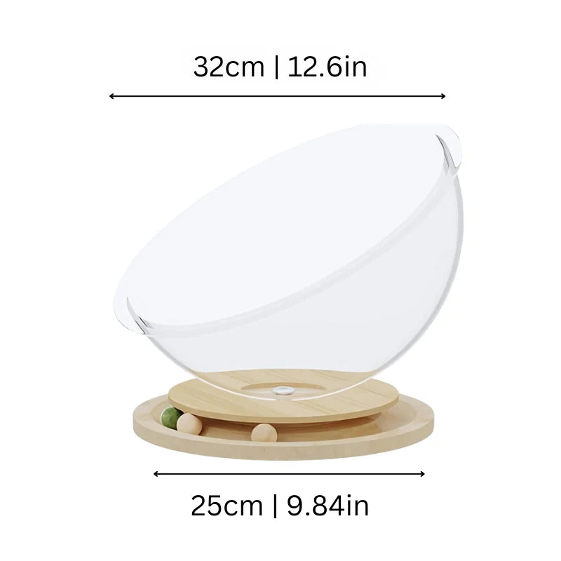 Cat Bed Transparent Acrylic Dome & Wooden Balls