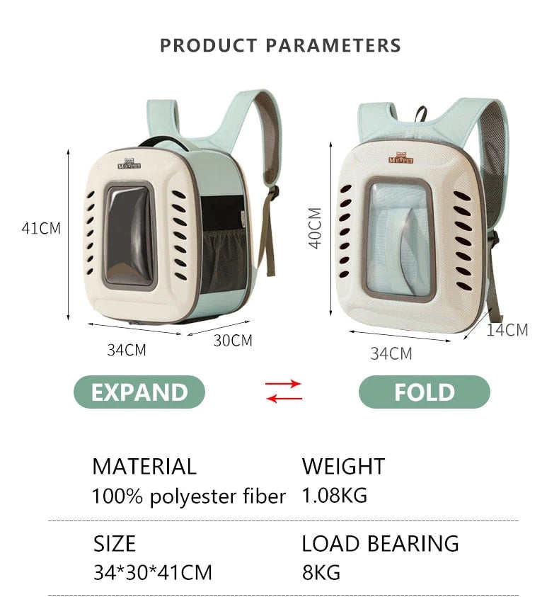 Cat Carrier Backpack Breathable Mesh Zipper Closure