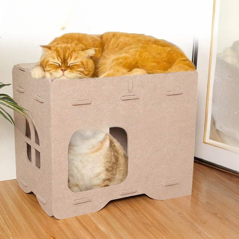 Cat Cave Bed 2-in-1 Felt Hideout & Perch