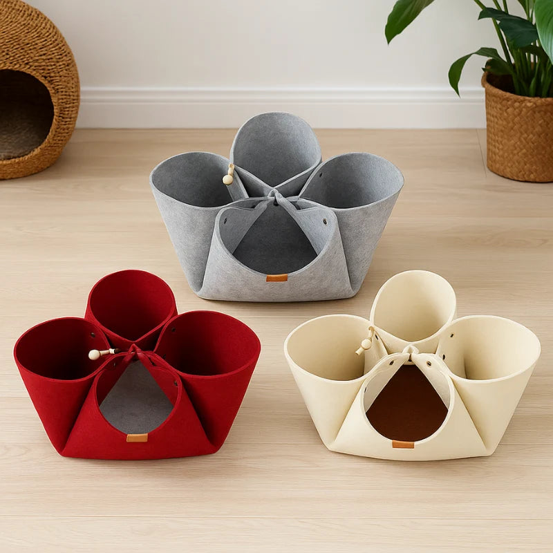 Cat Cave Bed Multi-Pocket Tunnel Soft Breathable Felt