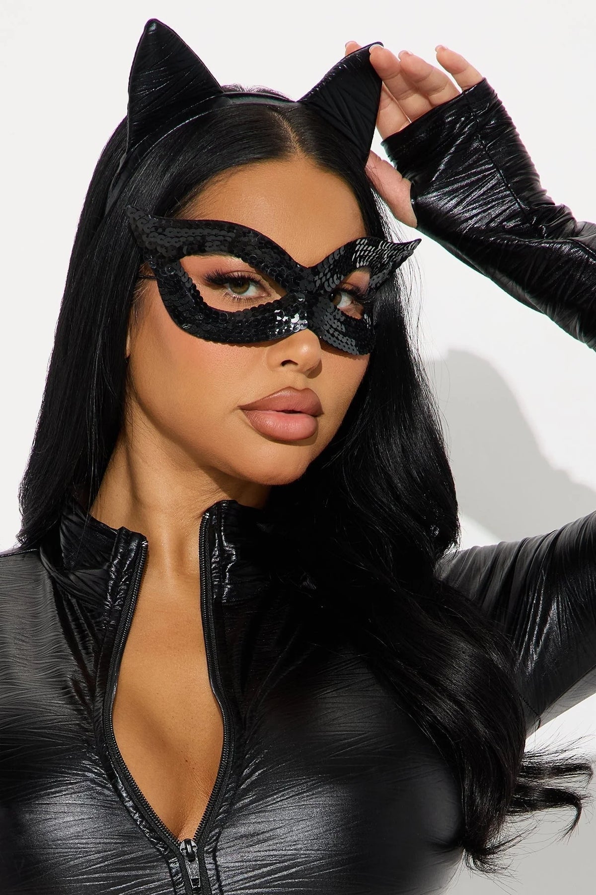 Cat Costume Set Black Stretch Knit Four-Piece
