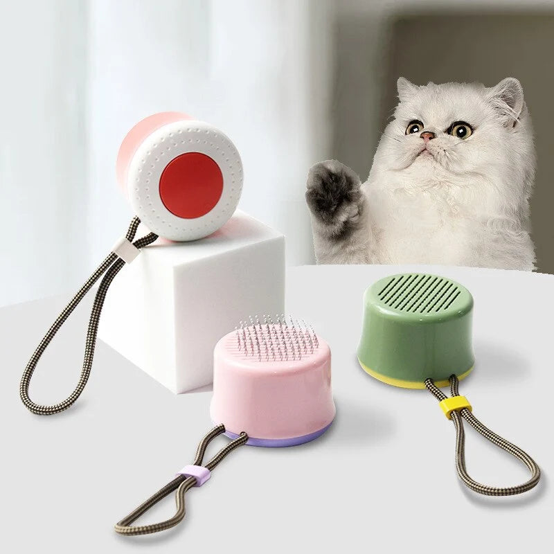 Cat Grooming Brush One-Click Hair Removal Easy-Clean Portable