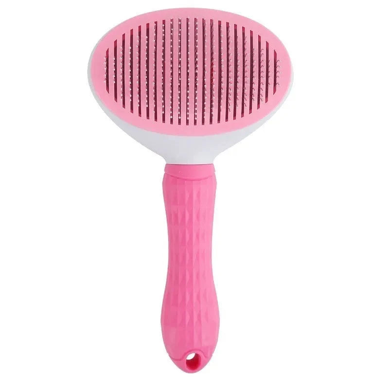 Cat Grooming Brush Self-Cleaning Soft Bristles Ergonomic Handle