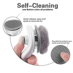 Cat Grooming Brush Self-Cleaning Soft Bristles Ergonomic Handle