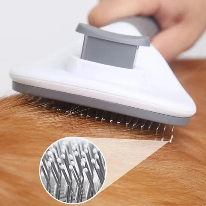 Cat Grooming Brush Self-Cleaning Soft Bristles Ergonomic Handle