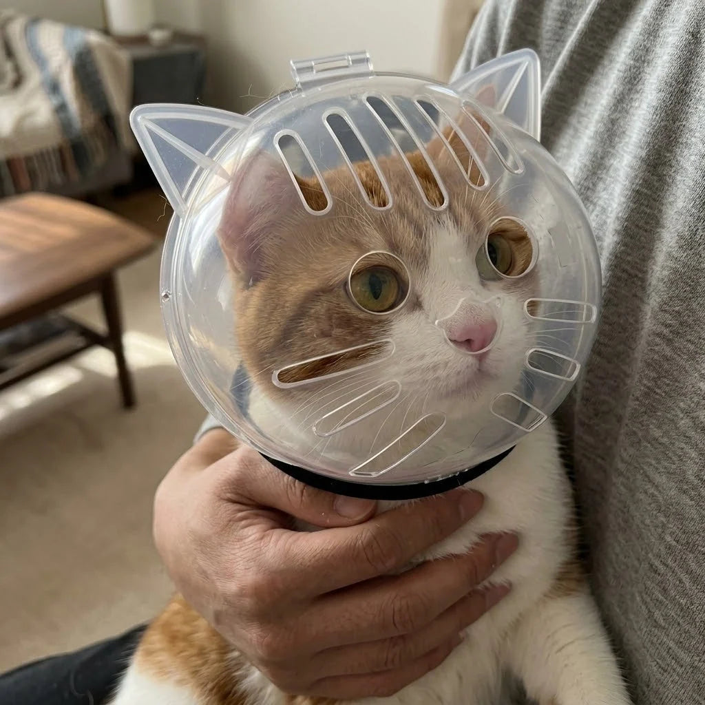 Cat Grooming Helmet Transparent Ventilated ABS Dome