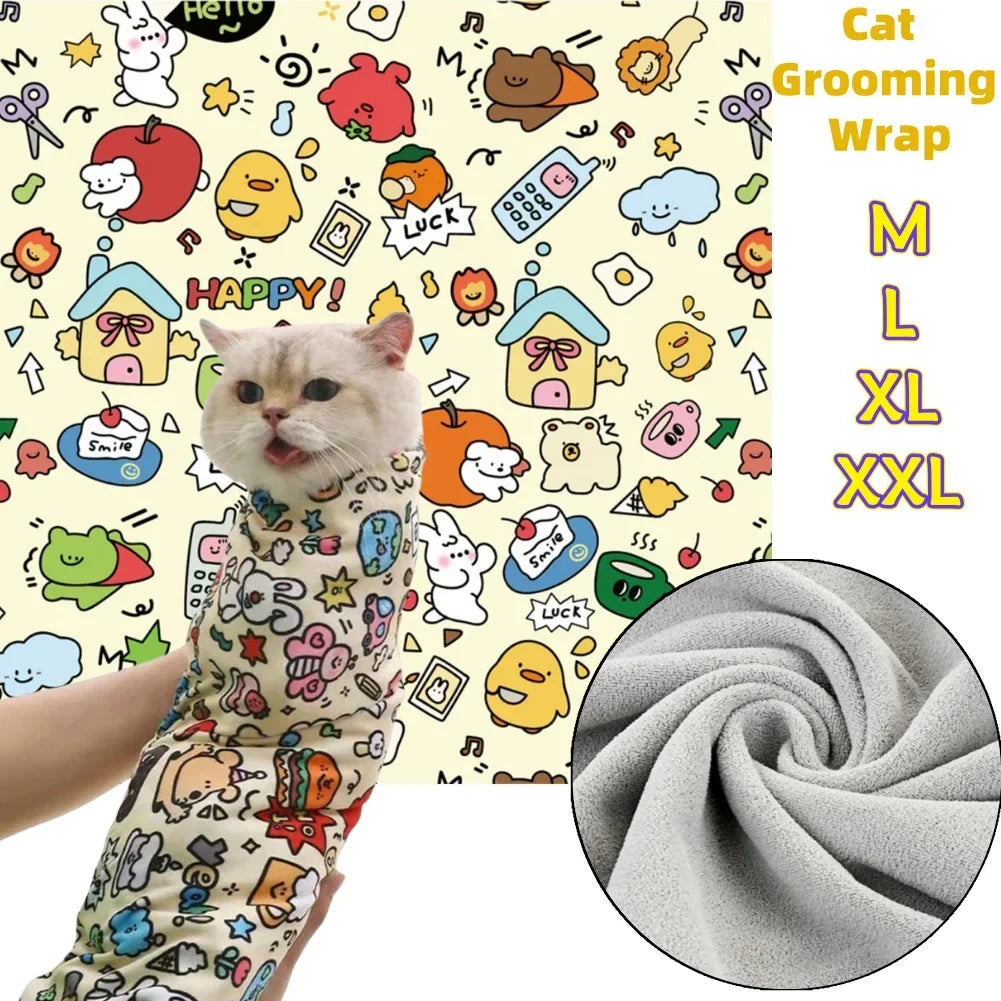 Cat Grooming Wrap Mat Soft Breathable Adjustable Closures