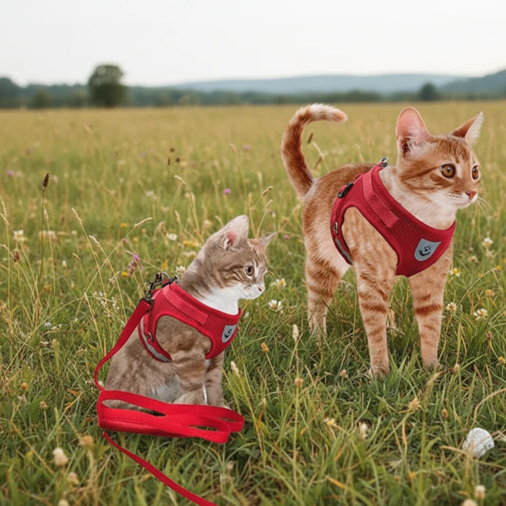 Cat Harness Escape-Resistant Adjustable Reflective With Leash