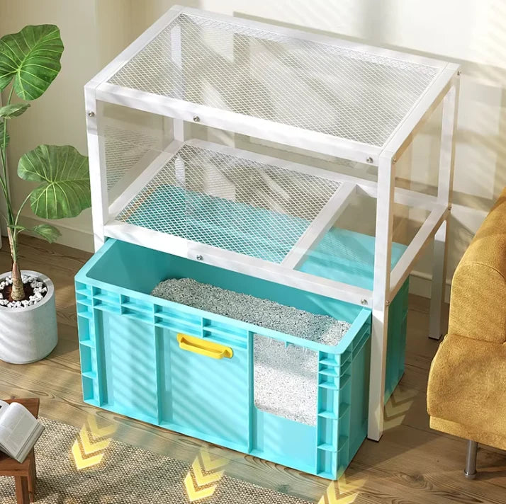 Cat Litter Box Cabinet Enclosed Ventilated Multi-Level Storage