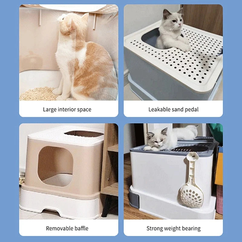 Cat Litter Box Top-Entry Anti-Tracking Enclosed Design