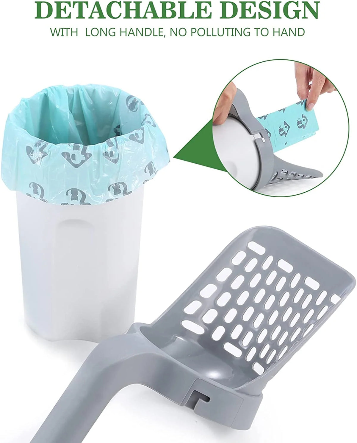 Cat Litter Scoop Built-In Waste Container & Bag Holder