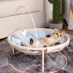 Cat Lounger Bed Plush Foldable With Play Ball