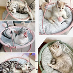 Cat Lounger Bed Plush Foldable With Play Ball