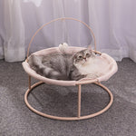 Cat Lounger Bed Plush Foldable With Play Ball