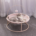Cat Lounger Bed Plush Foldable With Play Ball