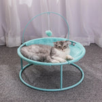 Cat Lounger Bed Plush Foldable With Play Ball