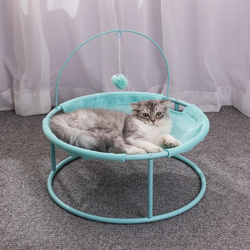 Cat Lounger Bed Plush Foldable With Play Ball