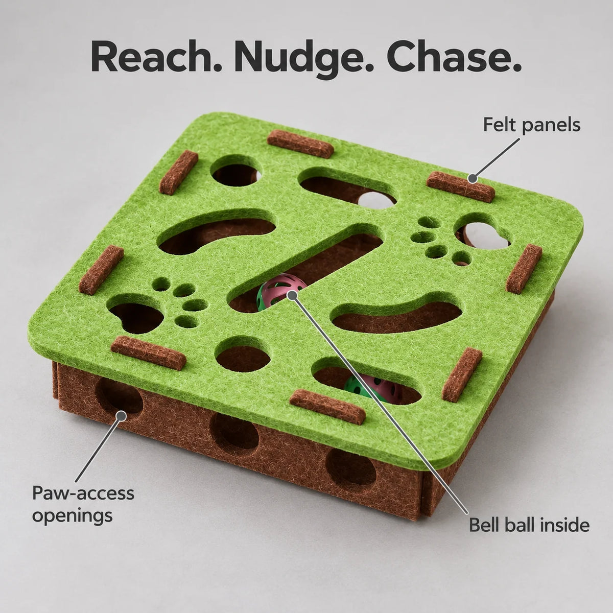 Cat Puzzle Maze Felt With Bell Ball Included