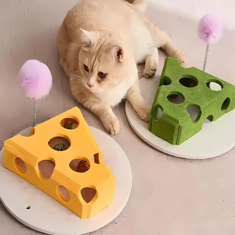 Cat Puzzle Toy Felt Hidden Pockets & Dangling Toys