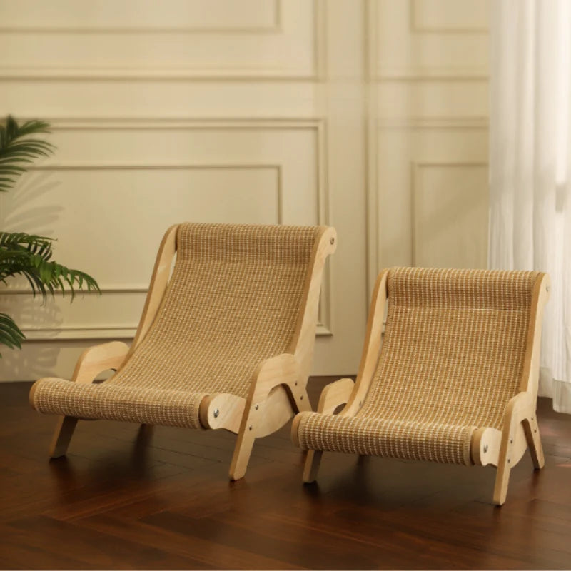Cat Scratcher Lounge Chair Sisal Scratch Surface Wood Frame