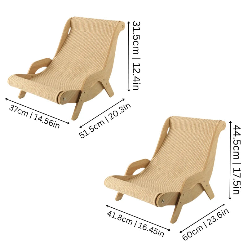 Cat Scratcher Lounge Chair Sisal Scratch Surface Wood Frame
