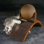 Cat Scratcher Toy Natural Sisal Interactive Ball & Wooden Platform
