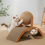 Cat Scratcher Toy Natural Sisal Interactive Ball & Wooden Platform
