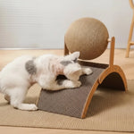 Cat Scratcher Toy Natural Sisal Interactive Ball & Wooden Platform