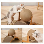 Cat Scratcher Toy Natural Sisal Interactive Ball & Wooden Platform