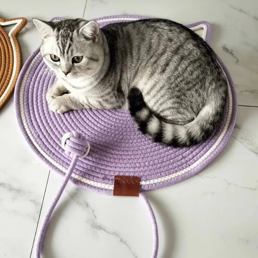 Cat Scratching Mat Natural Sisal Double-Sided Dangling Toy