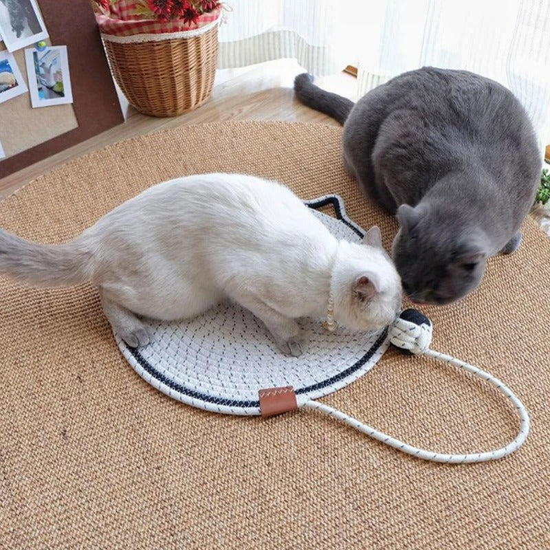 Cat Scratching Mat Natural Sisal Double-Sided Dangling Toy