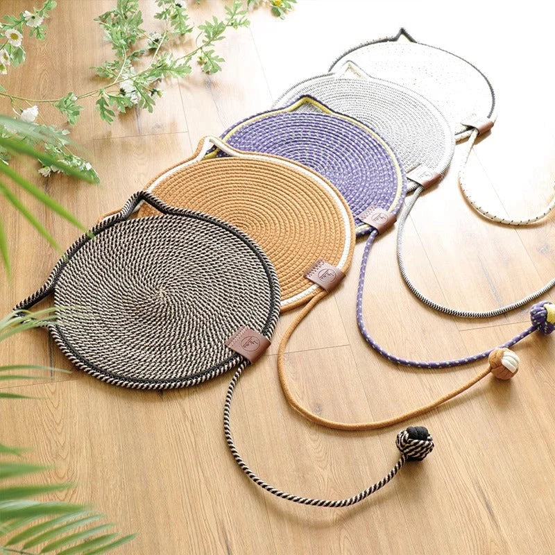 Cat Scratching Mat Reversible Sisal With Dangling Toy