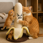 Cat Scratching Post Banana Design Hemp Rope Plush Climbing Tower