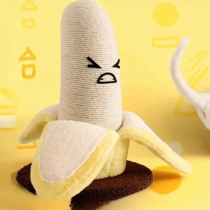 Cat Scratching Post Banana Design Hemp Rope Plush Climbing Tower