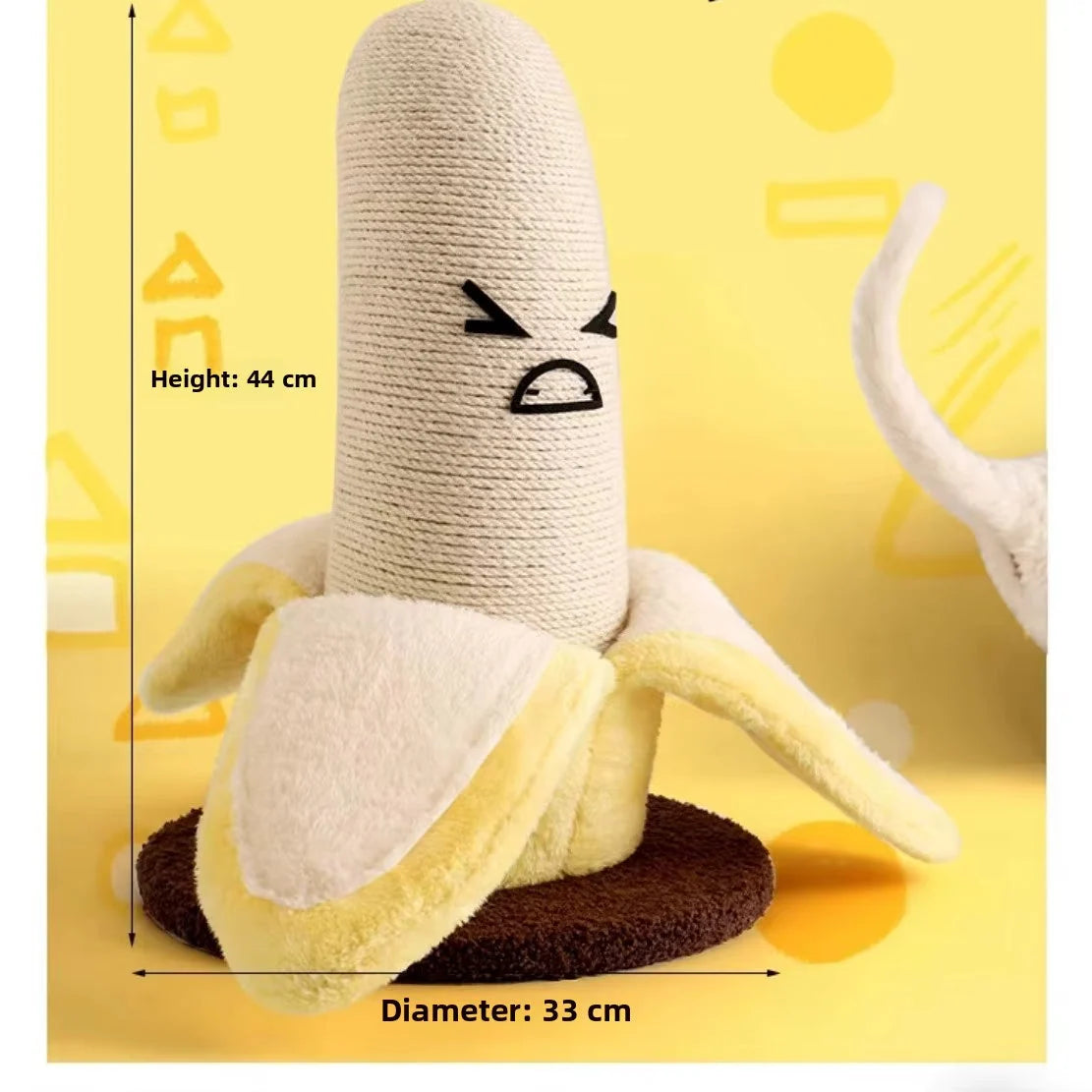 Cat Scratching Post Banana Design Hemp Rope Plush Climbing Tower