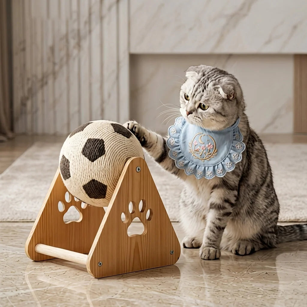 Cat Scratching Toy Stand Sisal Surface Suspended Soccer Ball