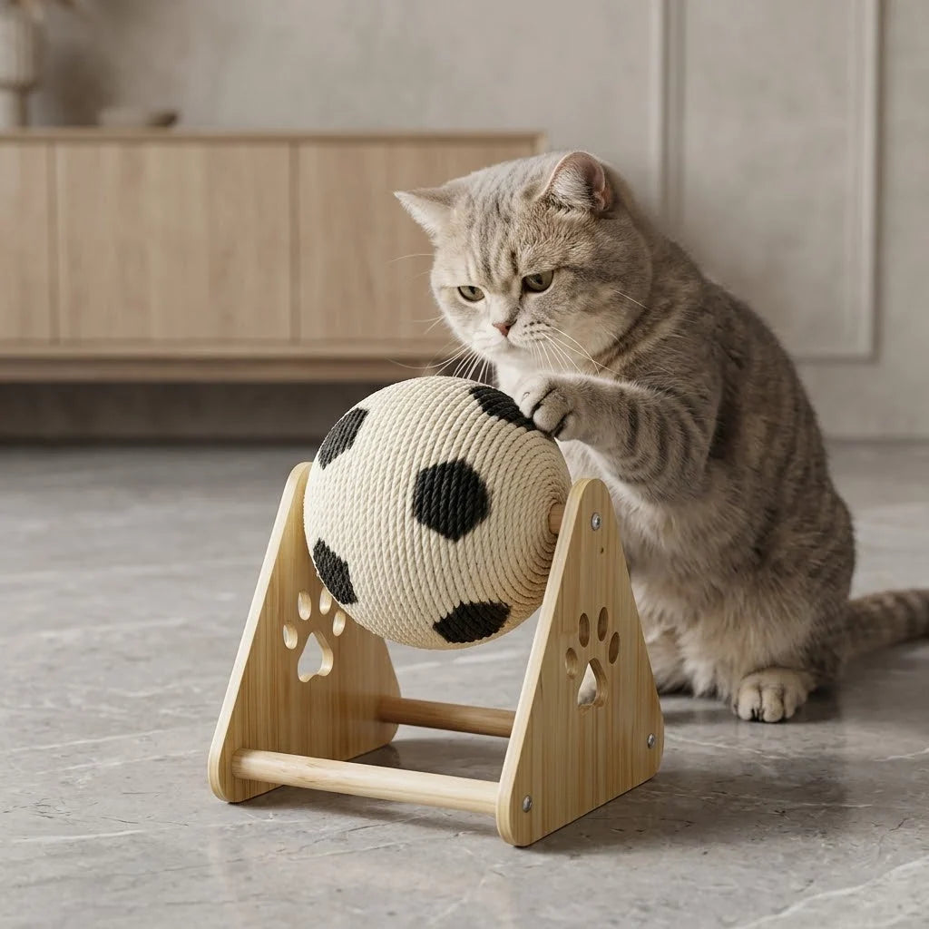 Cat Scratching Toy Stand Sisal Surface Suspended Soccer Ball