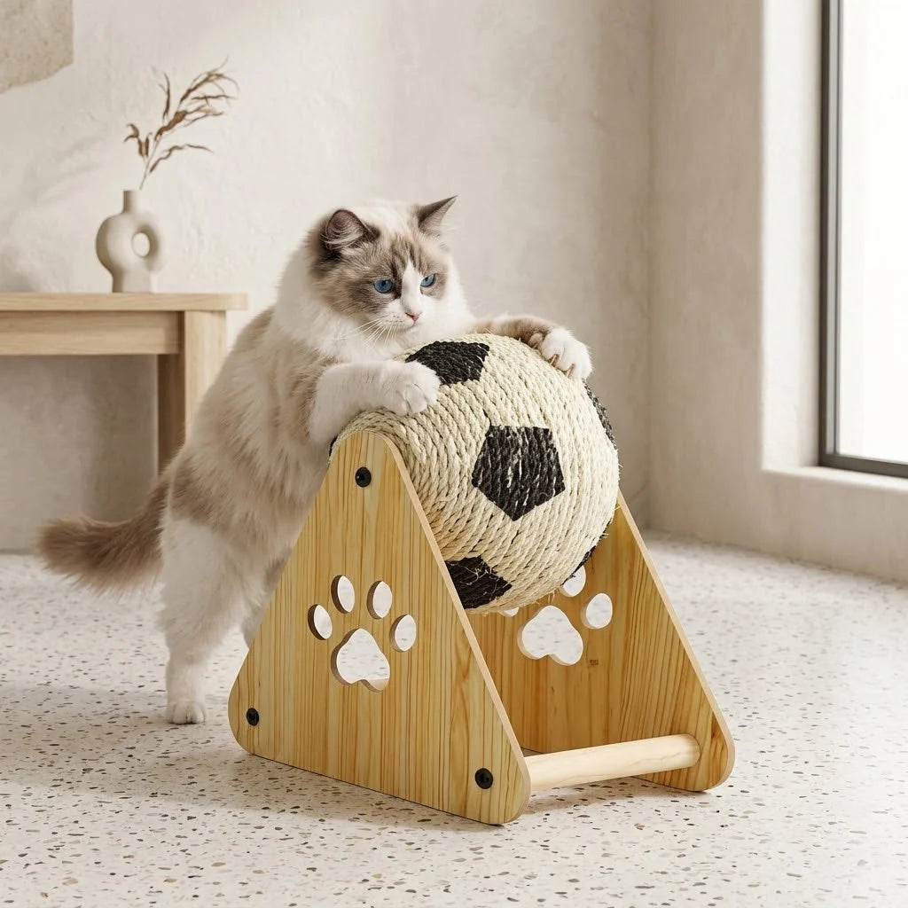 Cat Scratching Toy Stand Sisal Surface Suspended Soccer Ball