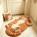 Cat Shaped Rug Soft Polyester Pile Non-Slip Backing