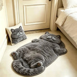 Cat Shaped Rug Soft Polyester Pile Non-Slip Backing