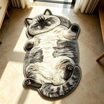 Cat Shaped Rug Soft Polyester Pile Non-Slip Backing