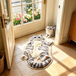 Cat Shaped Rug Soft Washable Non-Slip Backing