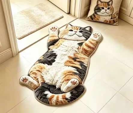 Cat Shaped Rug Soft Washable Non-Slip Backing