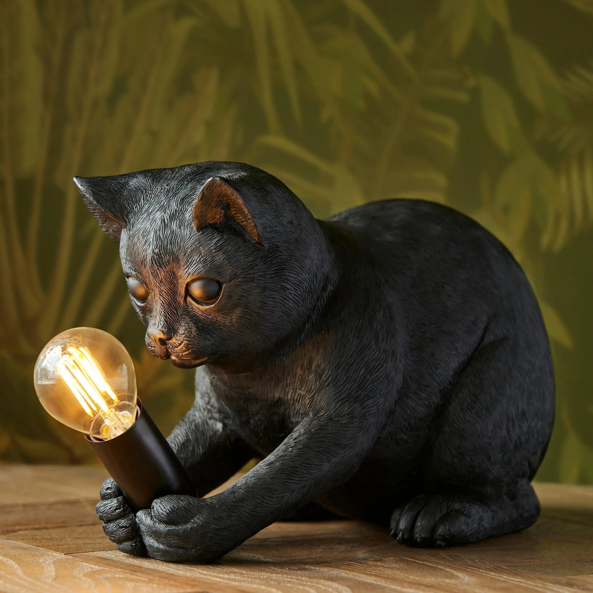 Cat Table Lamp Resin Kitten Design