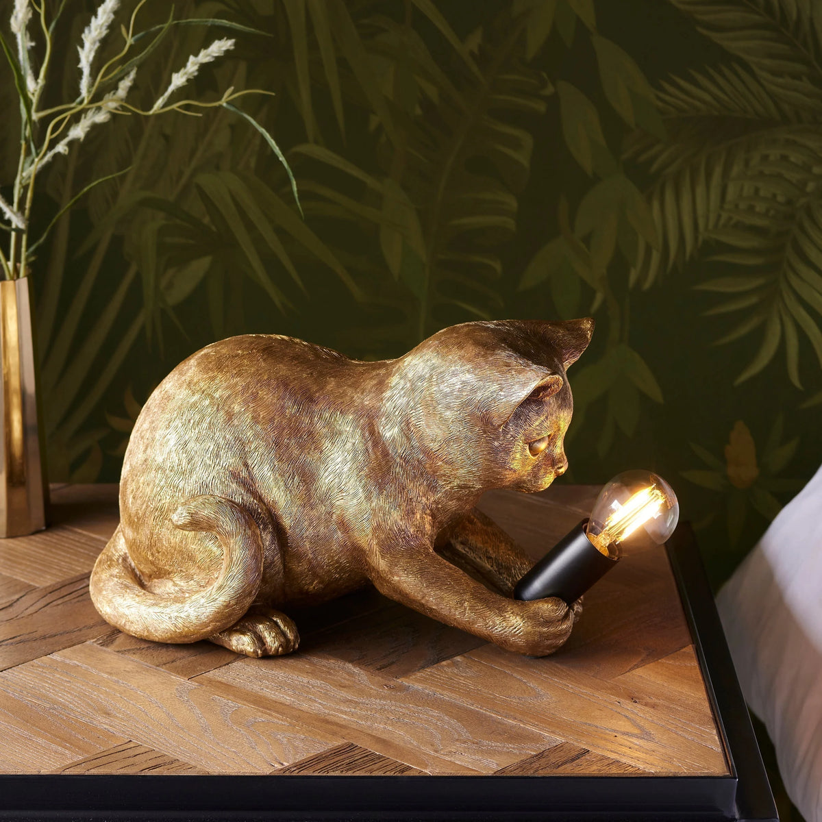 Cat Table Lamp Resin Kitten Design