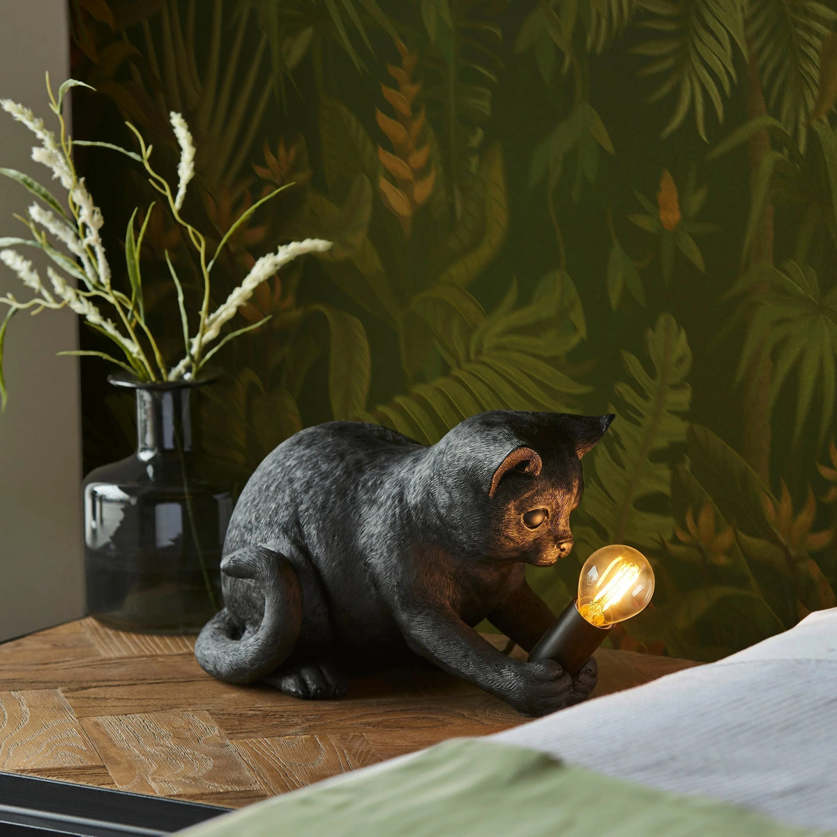 Cat Table Lamp Resin Kitten Design
