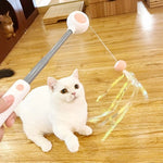 Cat Teaser Stick Feather & Built-In Laser Light